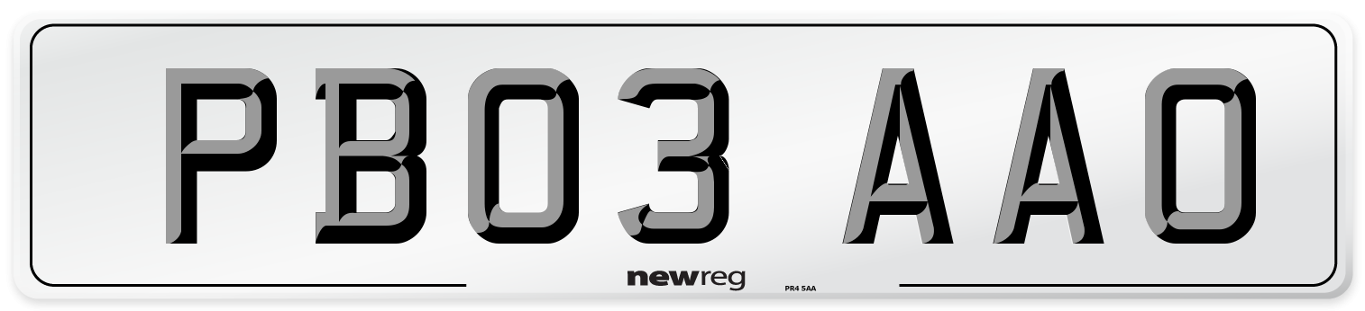 PB03 AAO Number Plate from New Reg